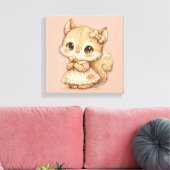 Cute Whimsical Watercolor Animal  Canvas Afdruk (Insitu (Woonkamer))