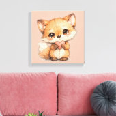 Cute Whimsical Watercolor Animal Canvas Afdruk (Insitu (Woonkamer))