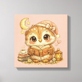 Cute Whimsical Watercolor Animal  Canvas Afdruk