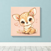Cute Whimsical Watercolor Animal Canvas Afdruk (Insitu (Houten vloer))