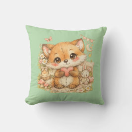 Cute Whimsical Watercolor Animal  Kussen