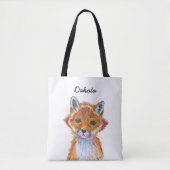 Cute whimsical Waterverf Fox Personalized Tote Bag (Voorkant)