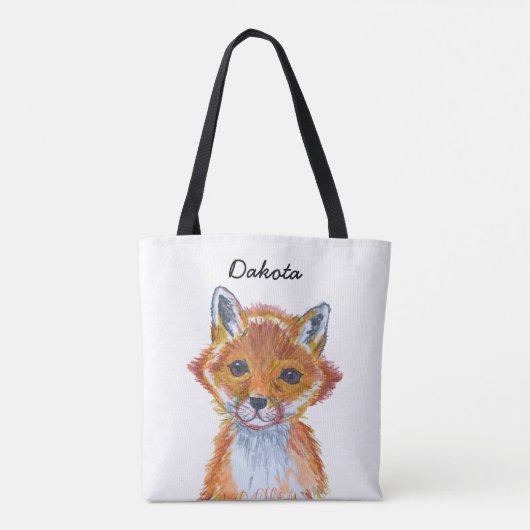 Cute whimsical Waterverf Fox Personalized Tote Bag (Achterkant)