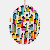 Cute whimsical waterverf houses keramisch ornament (Rechts)