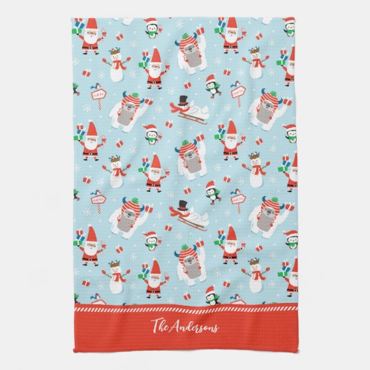 Cute Whimsical Winter Christmas Theedoek (Verticaal)