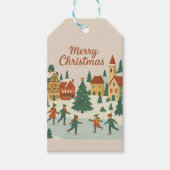 Cute Whimsical Winter Town Merry Christmas Card Cadeaulabel (Voorkant)