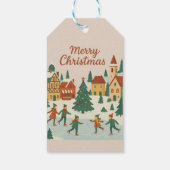 Cute Whimsical Winter Town Merry Christmas Card Cadeaulabel (Achterkant)