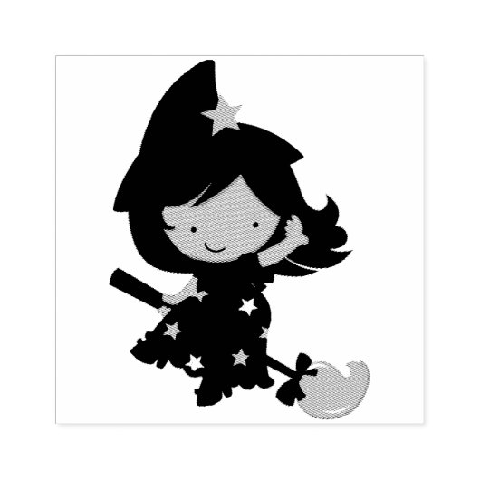 Cute Whimsical Witch Rubberstempel (Afrduk)