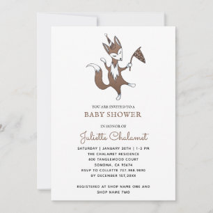 Cute Whimsical Woodland Fox Baby Boy Shower Kaart
