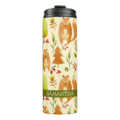 Cute Whimsical Woodland Waterverf Fox Pattern Thermosbeker (Voorkant)