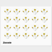 Cute Whimsical Yellow Flowers Doodle Art Hart Sticker (Vel)