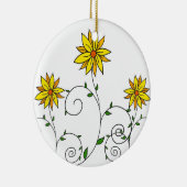 Cute Whimsical Yellow Flowers Doodle Art Keramisch Ornament (Rechts)