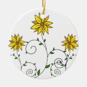 Cute Whimsical Yellow Flowers Doodle Art Keramisch Ornament (Voorkant)