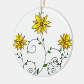 Cute Whimsical Yellow Flowers Doodle Art Keramisch Ornament (Links)