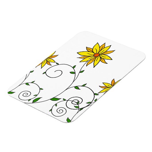 Cute Whimsical Yellow Flowers Doodle Art Magneet (Linkerzijde)