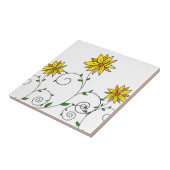 Cute Whimsical Yellow Flowers Doodle Art Tegeltje (Zijkant)