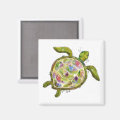Cute Whimsical Zee Turtle Magneet (Voorkant / Achterkant)