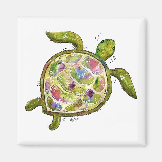 Cute Whimsical Zee Turtle Magneet (Voorkant)