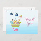 Cute Whimsical Zoo Animal Ark Baby shower Bedankt Briefkaart (Voorkant / Achterkant)