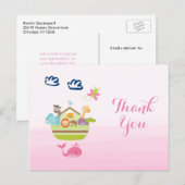 Cute Whimsical Zoo Animal Ark Baby shower Bedankt Briefkaart (Voorkant / Achterkant)