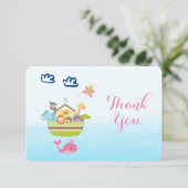 Cute Whimsical Zoo Animal Ark Baby shower Bedankt Kaart (Staand voorkant)