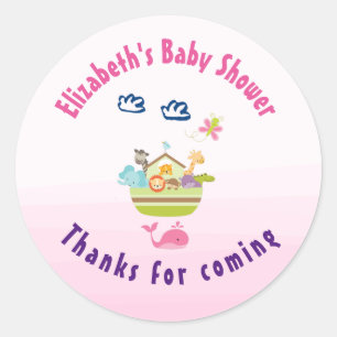 Cute Whimsical Zoo Animal Ark Baby shower Bedankt Ronde Sticker