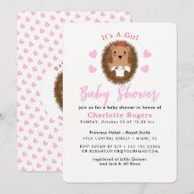 Cute Whimsy Hedégel Roze Heart Baby Girl Shower
