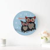 Cute Whimsy Owls Illustration Grote Klok (Huis)