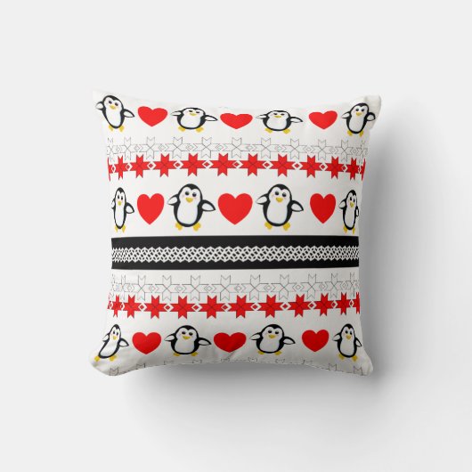 Cute Whimsy Penguin Patterned Sierkussennen Kussen (Voorkant)