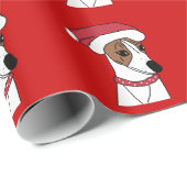 Cute whippet kerstman cadeaupapier (Rol Hoek)