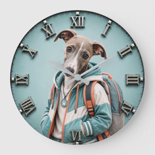 Cute Whippet Puppy Grote Klok (Voorkant)