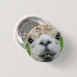 Cute White Alpaca Face Ronde Button 3,2 Cm