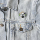 Cute White Alpaca Face Ronde Button 3,2 Cm (In situ)