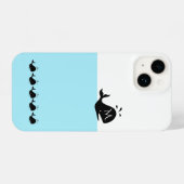 Cute White and Blue Custom Initial Black Whale iPhone Hoesje (Achterkant horizontaal)