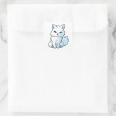 Cute White Arctic Fox Comic Animal Character Vierkante Sticker (Tas)