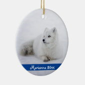 Cute White Arctic Fox in Sneeuwkeramische siervoor Keramisch Ornament (Rechts)