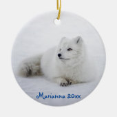 Cute White Arctic Fox in Snow Keramisch Ornament (Voorkant)