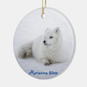Cute White Arctic Fox in Snow Keramisch Ornament (Links)