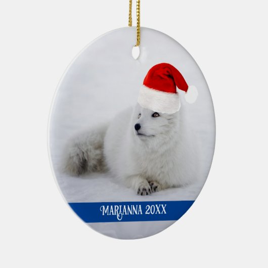 Cute White Arctic Fox in Snow Keramisch Ornament (Rechts)