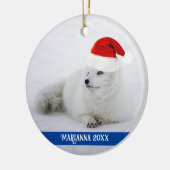 Cute White Arctic Fox in Snow Keramisch Ornament (Links)