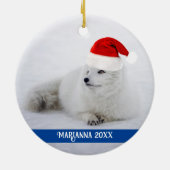 Cute White Arctic Fox in Snow Keramisch Ornament (Achterkant)