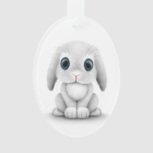 Cute White Baby Bunny Rabbit Ornament (voorkant)