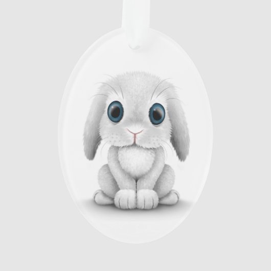 Cute White Baby Bunny Rabbit Ornament (achterkant)