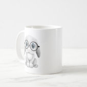 Cute White Baby Bunny Wearing Glasses Koffiemok (Voorkant links)