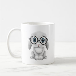 Cute White Baby Bunny Wearing Glasses Koffiemok