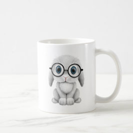 Cute White Baby Bunny Wearing Glasses Koffiemok