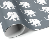 Cute White Baby Elephant on Stone Grey Cadeaupapier (Rol Hoek)