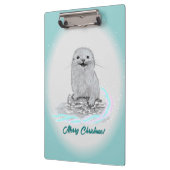 Cute White Baby Sea Otter , Merry Christmas Klembord (Links)