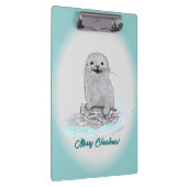 Cute White Baby Sea Otter , Merry Christmas Klembord (Rechts)