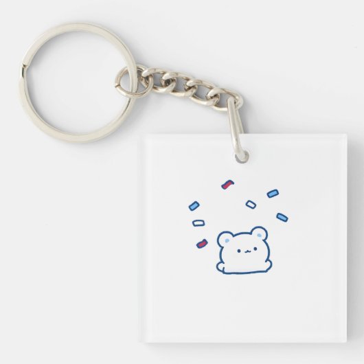 Cute White Bear Celebration Character Sleutelhanger (voorkant)